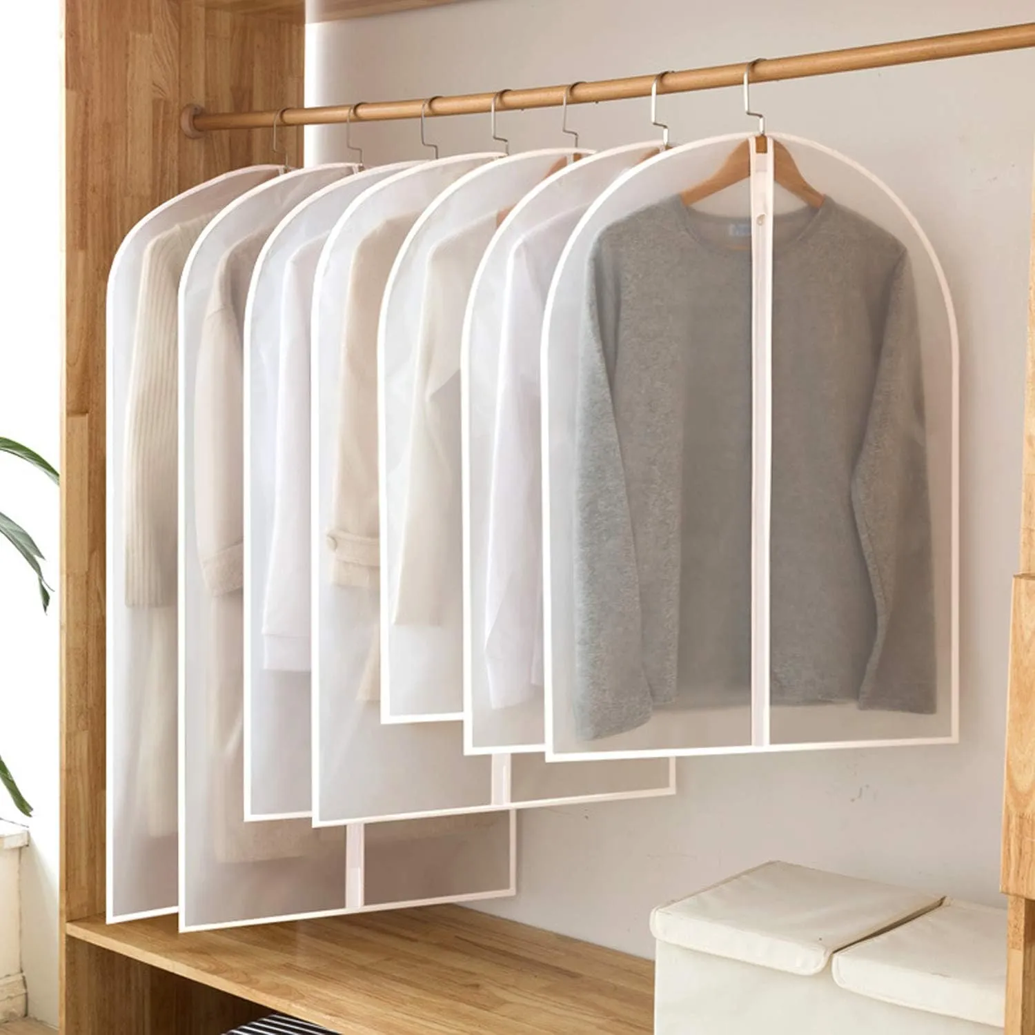 Clear Garment Bags for Storage,48" Suit Bags for Closet Storage,12 Pack Garment Bags for Hanging Clothes,Breathable Lightweight Dust Proof Cover with Zipper and Study Full Zipper for Coats,Jackets
