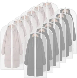 Clear Garment Bags for Storage,48" Suit Bags for Closet Storage,12 Pack Garment Bags for Hanging Clothes,Breathable Lightweight Dust Proof Cover with Zipper and Study Full Zipper for Coats,Jackets