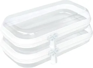 Clear Hard Plastic Zipper Case,2Pcs clear zipper case，Professional-Grade Plastic Clear Zipper Pencil Case, Toiletry Pouch, Travel Organizer, Cosmetic Bag, Toy Storage Bins (2PCS-M)