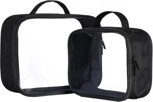 Clear Makeup Bags with Zipper, 1 Large & 1 Medium Size - Medium Size TSA Approved Toiletry Bag - Waterproof & Leak-Resistant PVC Clear Travel Bags – Perfect for Women, Men & Kids