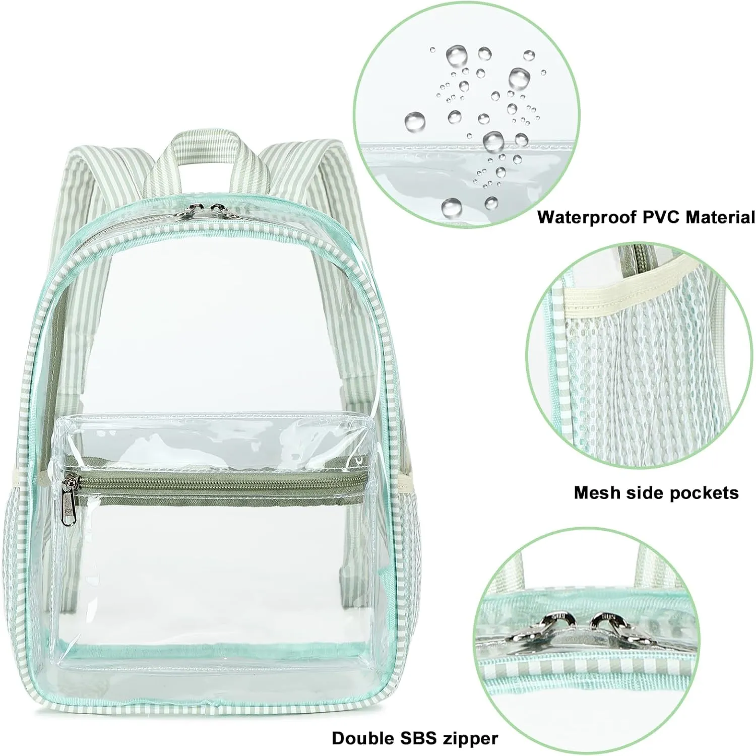 Clear Mini Backpack for Stadium Events 12x12x6 Small Transparent Backpacks Plastic See Through Clear Bag for Concerts Work Festival Security Travel