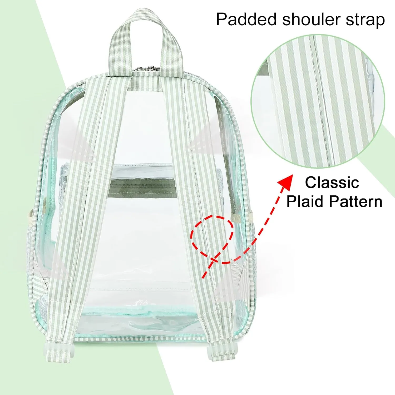 Clear Mini Backpack for Stadium Events 12x12x6 Small Transparent Backpacks Plastic See Through Clear Bag for Concerts Work Festival Security Travel