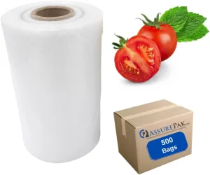 Clear Produce Roll 8"x15" – 500 HDPE Food Storage Bags (1.0 mil, 1 Roll) for Bread, Meat, Groceries – Grocery Use, Small Business Supply, Fresh Food Storage, Kitchen Organization
