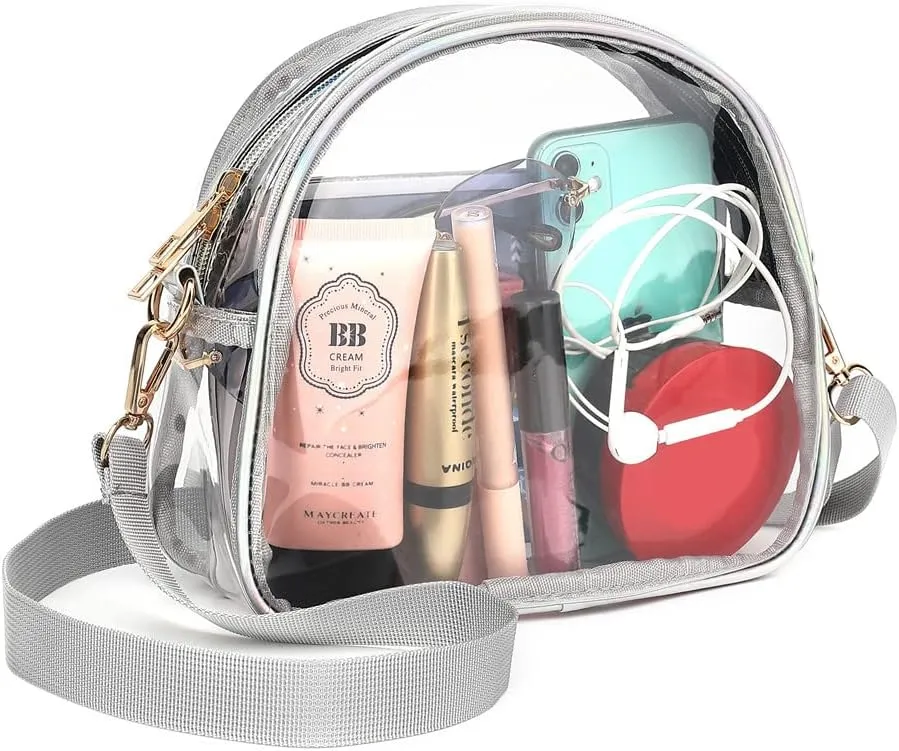 Clear Purses for Women Stadium, Cute Clear Bag Stadium Approved, Clear Handbag with Rainbow Zippers