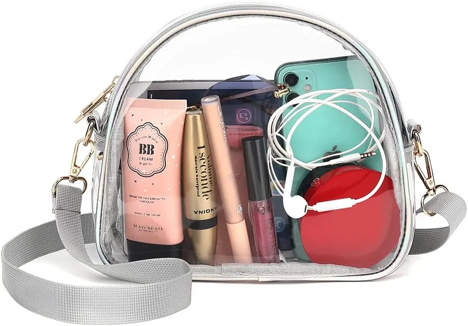 Clear Purses for Women Stadium, Cute Clear Bag Stadium Approved, Clear Handbag with Rainbow Zippers