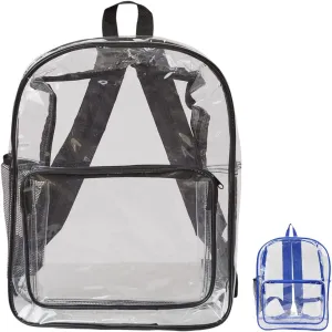 Clear PVC Heavy Duty Backpack | Transparent Design, Stadium Approved (Black)