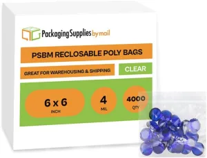 Clear Reclosable Durable and Versatile Plastic Poly Bags 6" x 6" 4 Mil 4000 Pieces