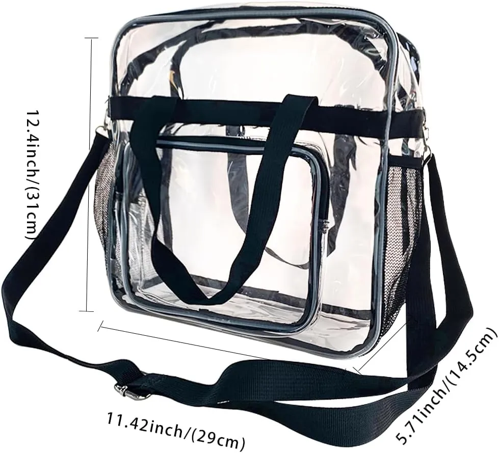 Clear Stadium Approved Tote, 12 x 6 x 12 Inches, Security Approved Clear Tote Bag