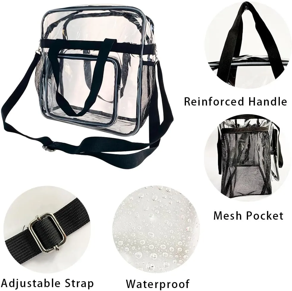 Clear Stadium Approved Tote, 12 x 6 x 12 Inches, Security Approved Clear Tote Bag