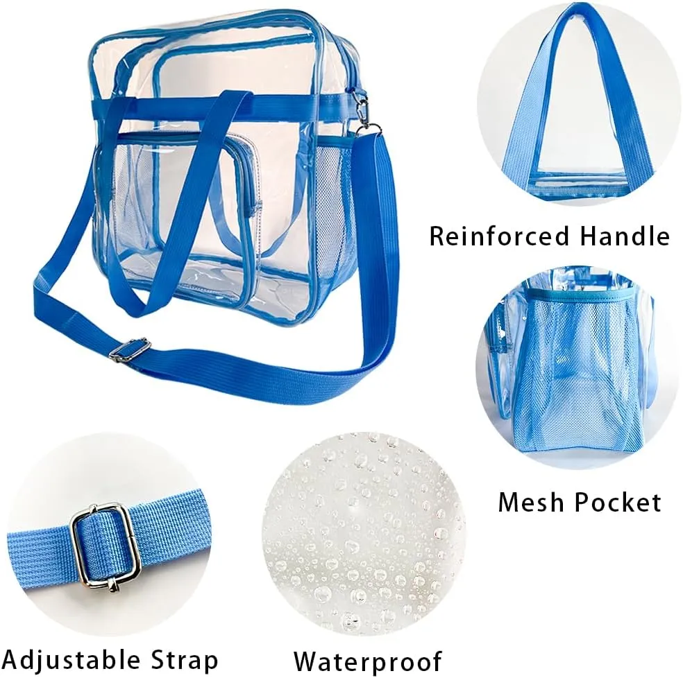 Clear Stadium Approved Tote, 12 x 6 x 12 Inches, Security Approved Clear Tote Bag
