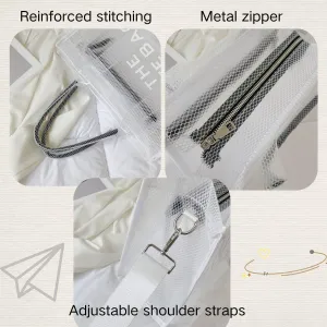 Clear Tote Bag for Women, Transparent Crossbody Lunch Bag Large Mesh Beach Bag for Sports Travel Stadium