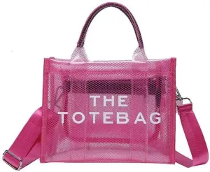 Clear Tote Bag for Women, Transparent Crossbody Lunch Bag Large Mesh Beach Bag for Sports Travel Stadium