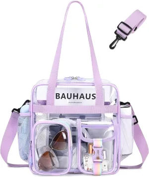 Clear Tote Bag, PVC 12x 12x6 in Clear Bag for Stadium Events for Women Men Water Resistant Heavy Duty Transparent Bag
