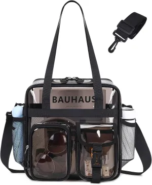 Clear Tote Bag, PVC 12x 12x6 in Clear Bag for Stadium Events for Women Men Water Resistant Heavy Duty Transparent Bag