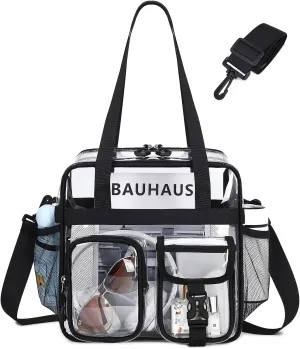 Clear Tote Bag, PVC 12x 12x6 in Clear Bag for Stadium Events for Women Men Water Resistant Heavy Duty Transparent Bag
