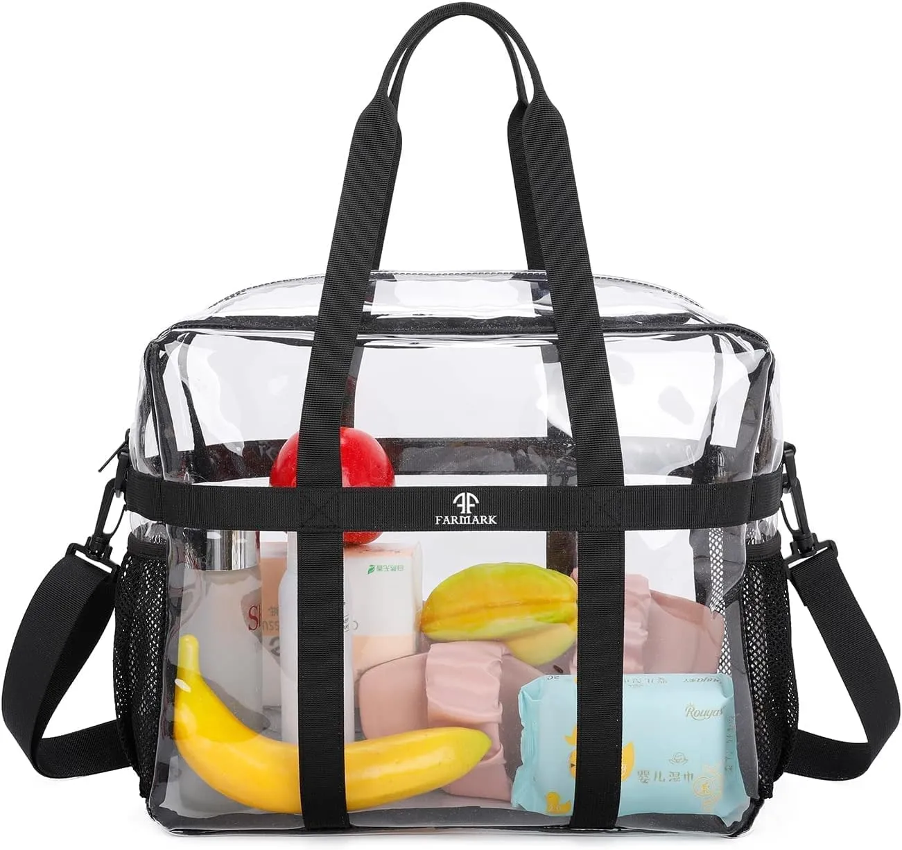 Clear Tote Bag See Through Transparent Bag Stadium Approved Heavy Duty Crossbody Purse Perfect for Concert, Work, School