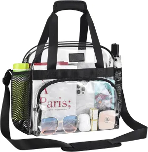 Clear Tote Bag Stadium Approved - 12x6x12 for Work Concerts, See Through Shoulder Crossbody Bags for Women