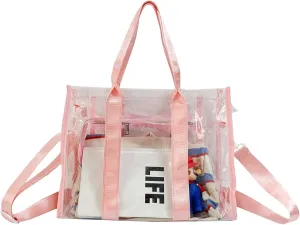 Clear Tote Bags Stadium Approved, Heavy Duty Travel Bags, Large Sports Shoulder Pack for Work,Competition