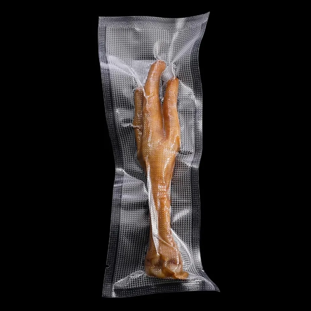 Clear Vacuum Bags for Food Saver Flat Open Top Embossed Vacuum Sealer Bag Food Storage Packaging Pouch with Tear Notch (100, 1.57x9.84 inch)