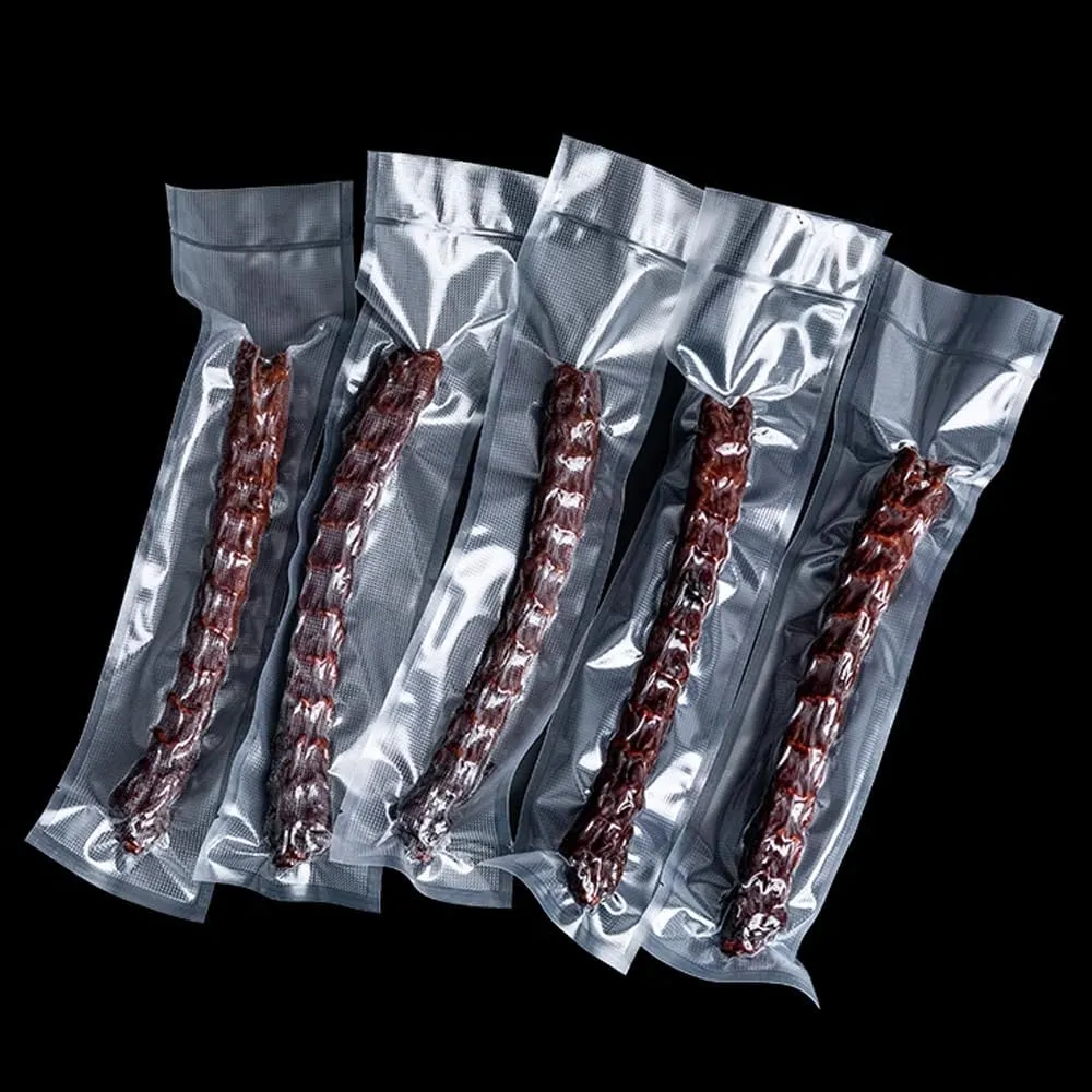 Clear Vacuum Bags for Food Saver Flat Open Top Embossed Vacuum Sealer Bag Food Storage Packaging Pouch with Tear Notch (100, 1.57x9.84 inch)