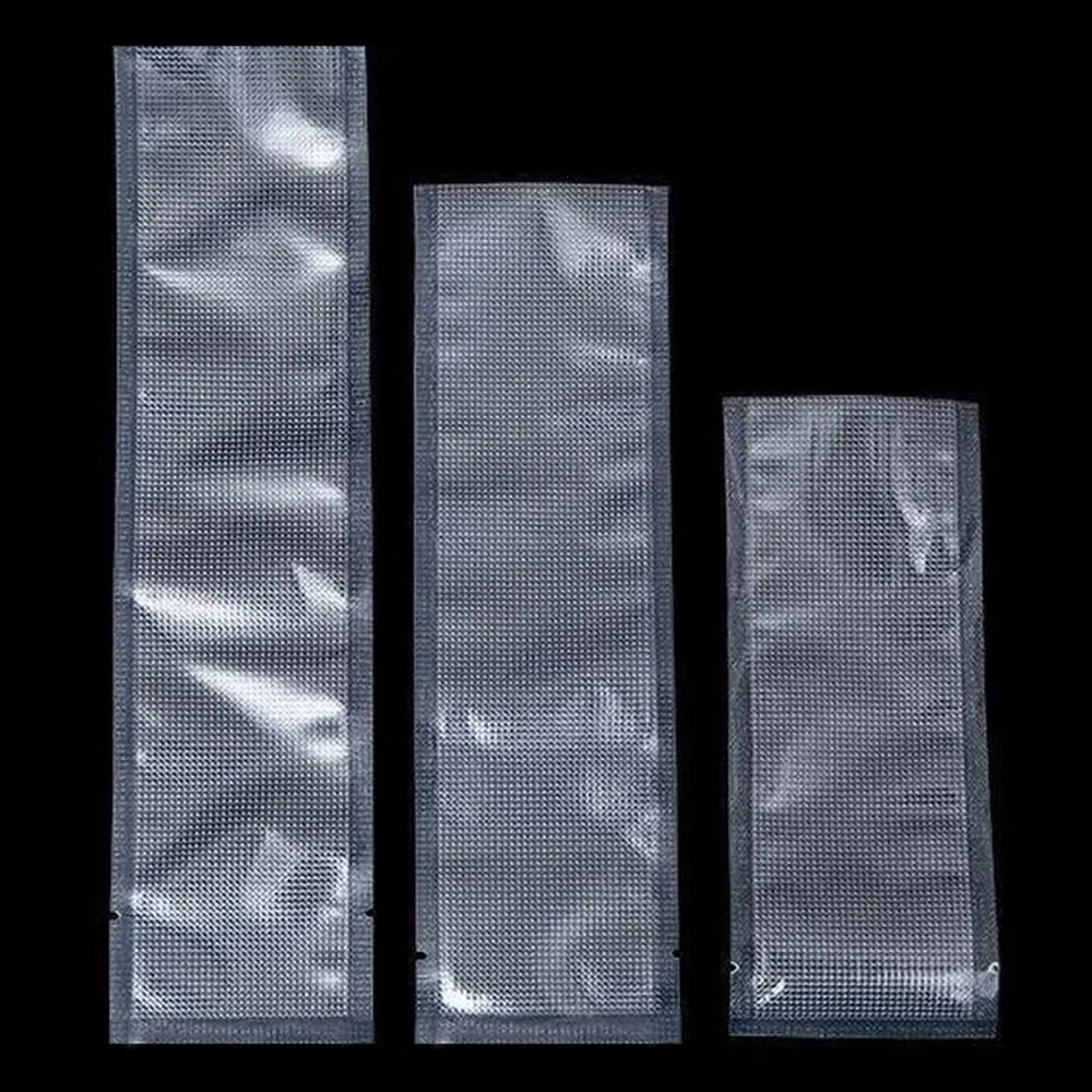 Clear Vacuum Bags for Food Saver Flat Open Top Embossed Vacuum Sealer Bag Food Storage Packaging Pouch with Tear Notch (100, 1.57x9.84 inch)