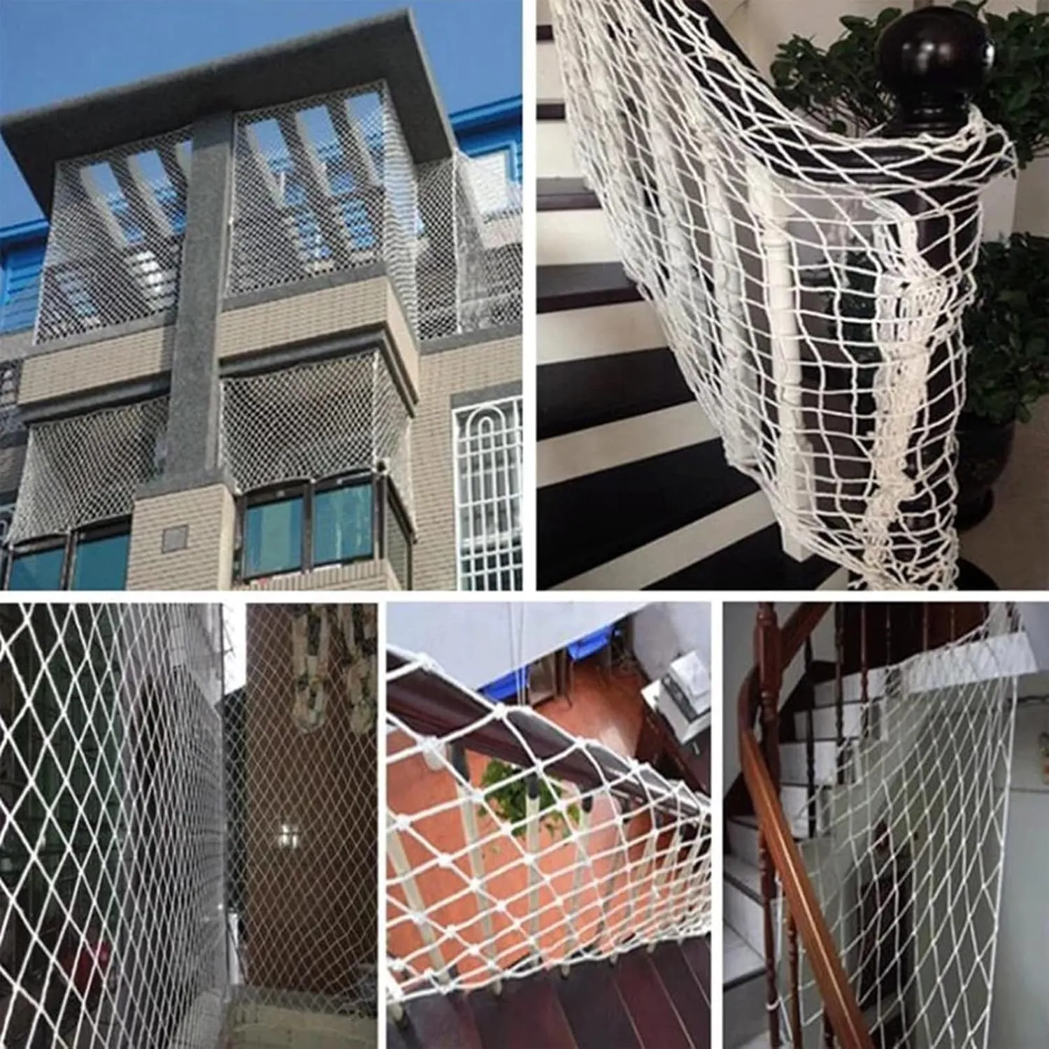 Climbing Frame Net - Heavy Duty Hemp Rope Netting for Indoor Outdoor Use, Kids Playground Safety Net, Balcony, Garden Protection, Cargo Trailer Mesh(3x3FT/1x1(M))