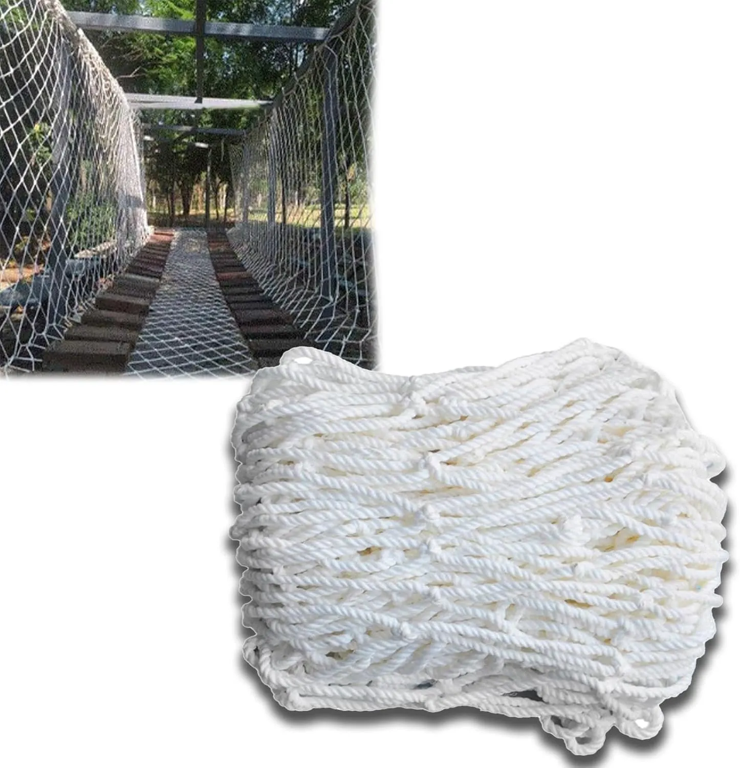 Climbing Frame Net - Heavy Duty Hemp Rope Netting for Indoor Outdoor Use, Kids Playground Safety Net, Balcony, Garden Protection, Cargo Trailer Mesh(3x3FT/1x1(M))