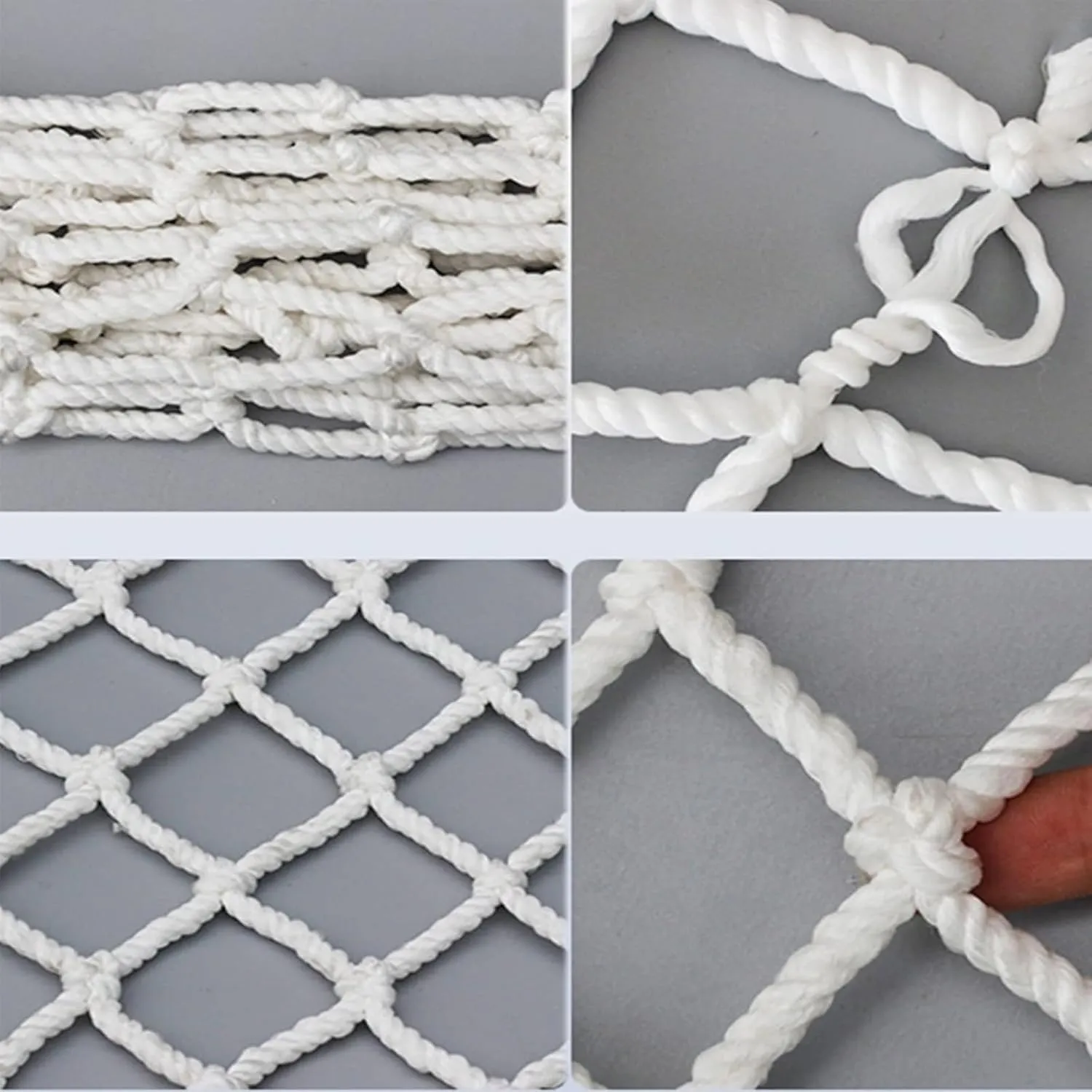 Climbing Frame Net - Heavy Duty Hemp Rope Netting for Indoor Outdoor Use, Kids Playground Safety Net, Balcony, Garden Protection, Cargo Trailer Mesh(3x3FT/1x1(M))