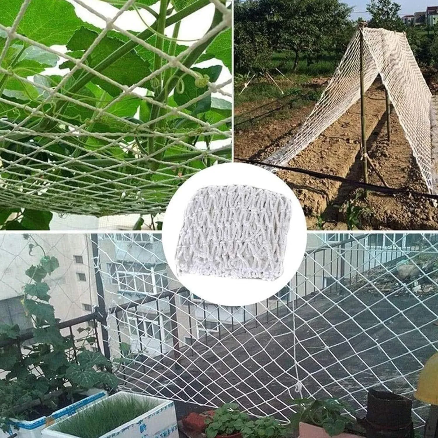 Climbing Frame Net - Heavy Duty Hemp Rope Netting for Indoor Outdoor Use, Kids Playground Safety Net, Balcony, Garden Protection, Cargo Trailer Mesh(3x3FT/1x1(M))