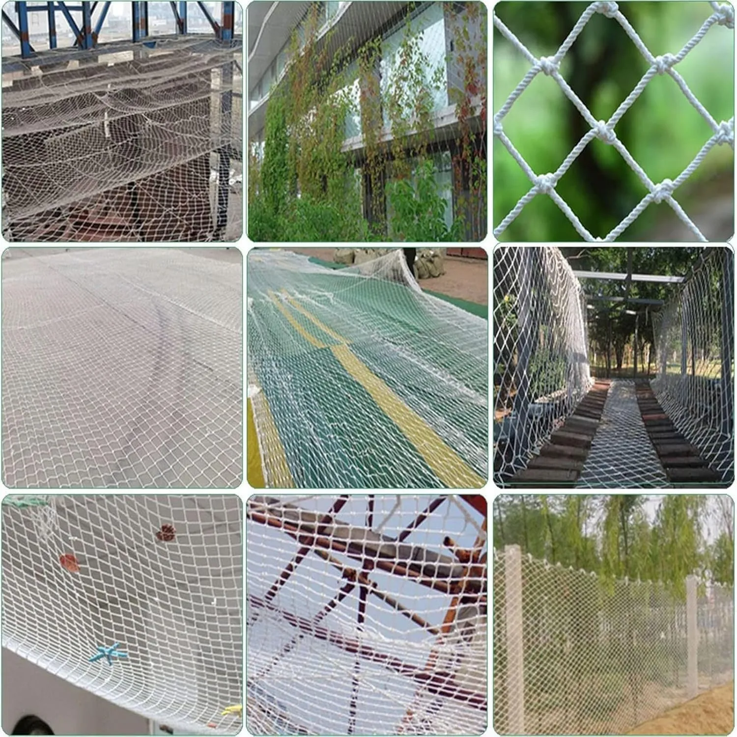 Climbing Frame Net - Heavy Duty Hemp Rope Netting for Indoor Outdoor Use, Kids Playground Safety Net, Balcony, Garden Protection, Cargo Trailer Mesh(3x3FT/1x1(M))