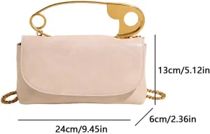Clutch Purse Elegant Evening Bag for Women Creative Pin Handbag Chain Crossbody Bag Vegan Leather Shoulder Handbag