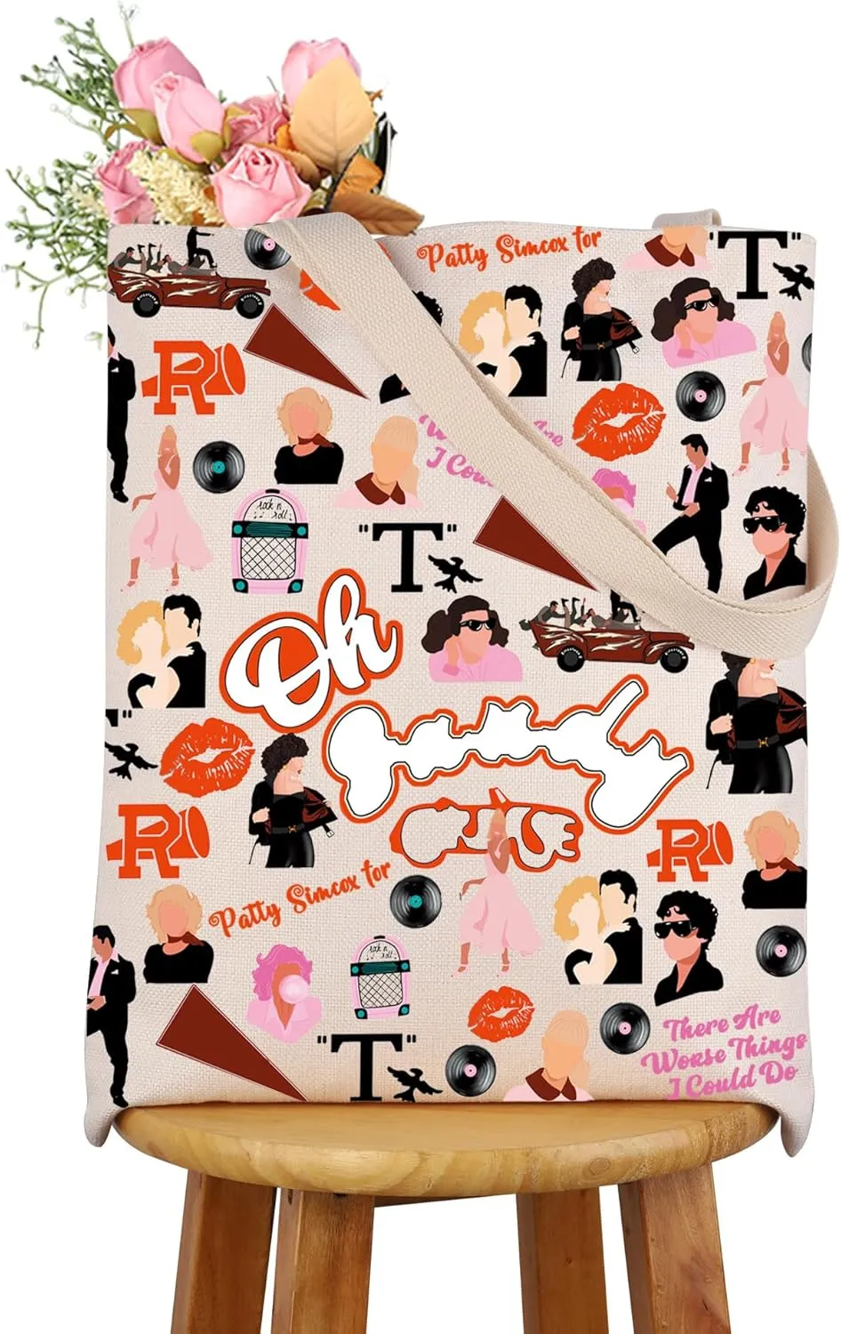 CMNIM Gre-se Musical Merchandise Oh S-ndy Gr-ase Movie Tote Bag Rydell High Inspired Tote Theater Gifts Fan Gift
