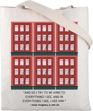 CMNIM Literary Canvas Tote Bag a Little Life Inspired Gift Tragedy Book Lover Gifts Bookworm Gift Little House Book Tote Bag