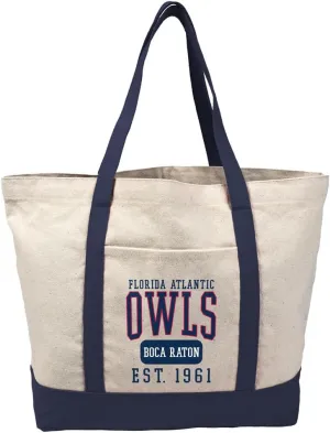 Collegiate Established Date Canvas Tote Bag With External Pocket, Reusable Shoulder Bag for Shopping, Beach