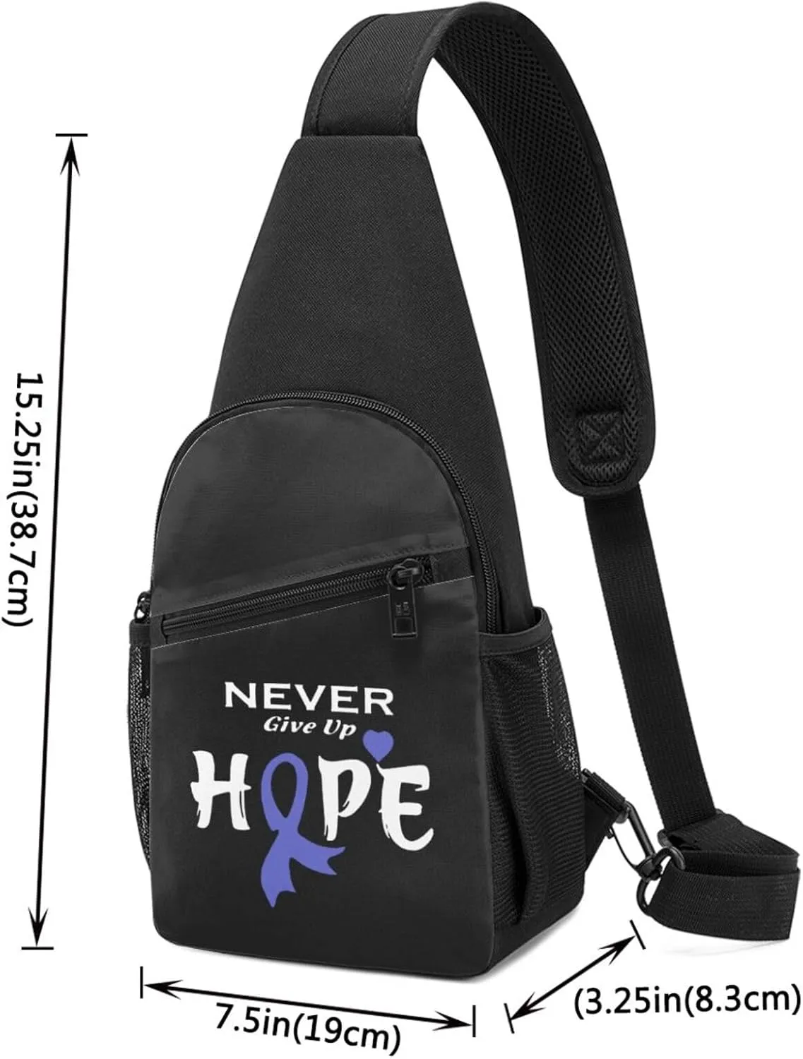 Colon Cancer Awareness Shoulder Bag Adjustable Leisure Travel Crossbody Shoulder Bag Unisex