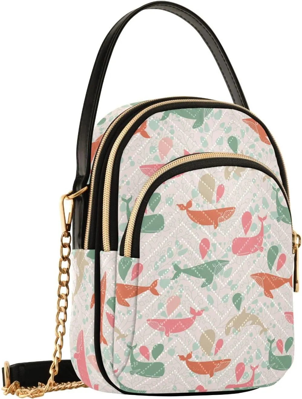 Colorful Cute Dolphin Crossbody Bags for Women Small Sling Cross Body Bag Fanny Packs Mini Purse with Zip