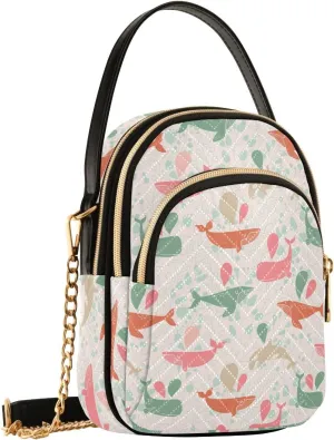 Colorful Cute Dolphin Crossbody Bags for Women Small Sling Cross Body Bag Fanny Packs Mini Purse with Zip