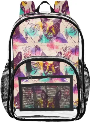 Colorful Laser Dog Clear Backpack Transparent Bag for Girls Boys Kids Backpacks See Through Bookbag Plastic Daypack for Teens Students Women Men Travel