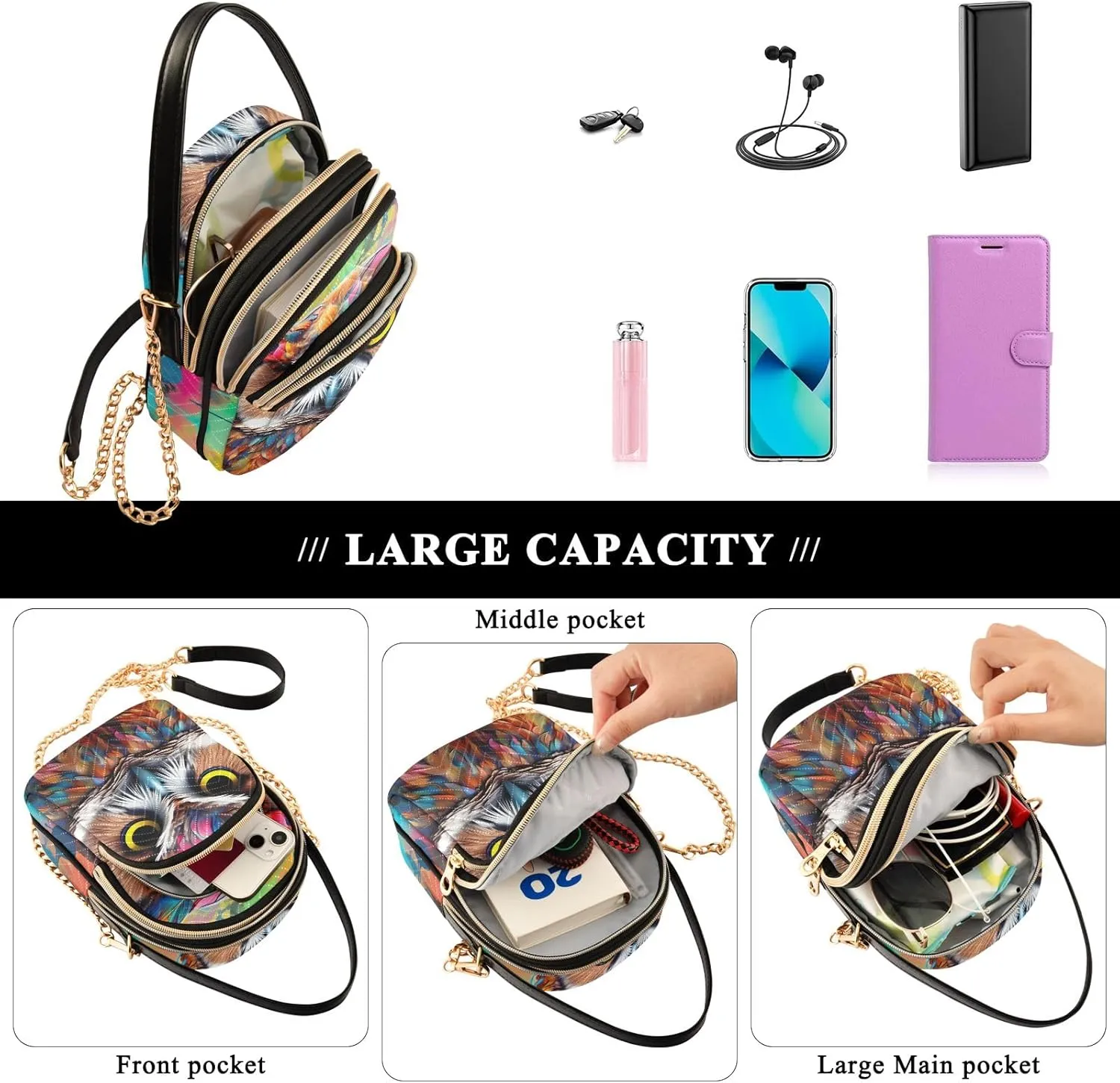 Colorful Mandala Lion Head Stylish Crossbody Bags for Women Handbags for Women