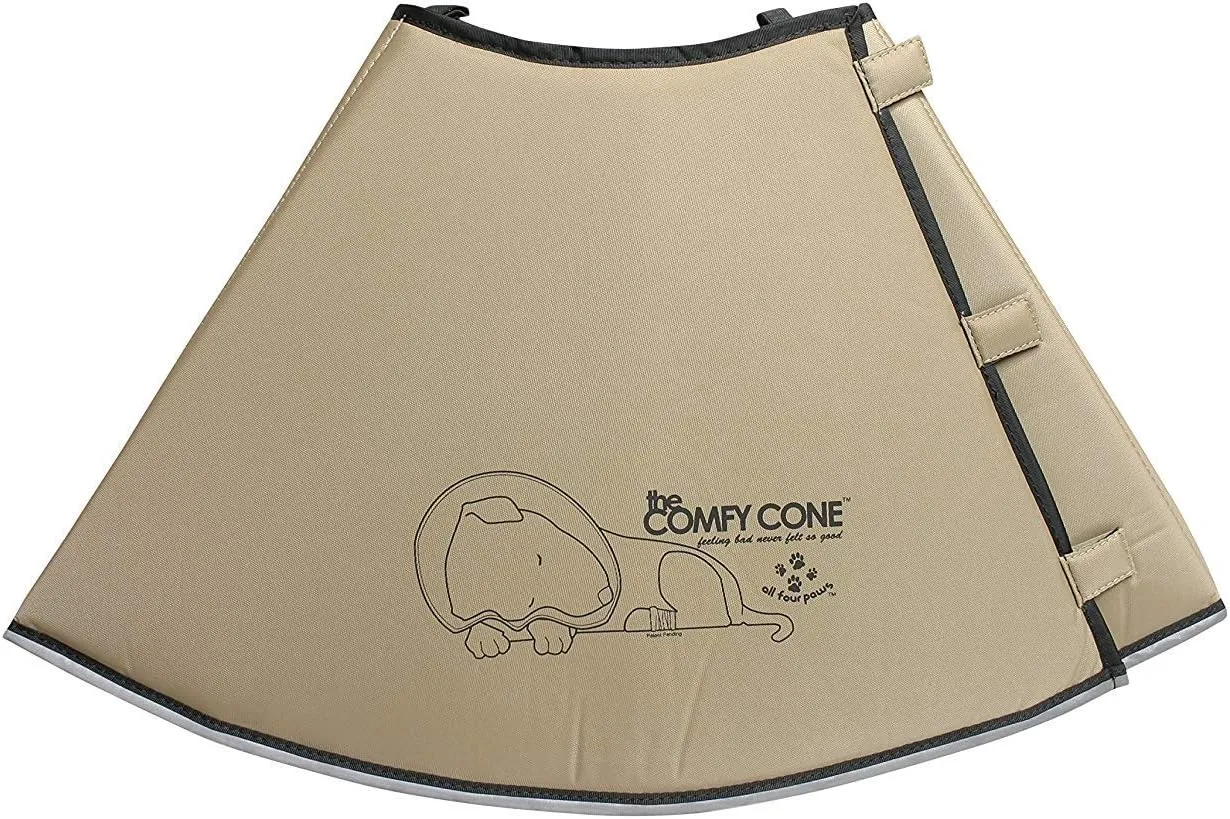 Comfy Cone Pet Cone for Dogs, Cats, XX-Large, Tan - Comfortable Soft Dog Cone Collar Alternative for After Surgery, Wound Care, Spay, Neuter - Dog and Cat Recovery Elizabethan-Collar