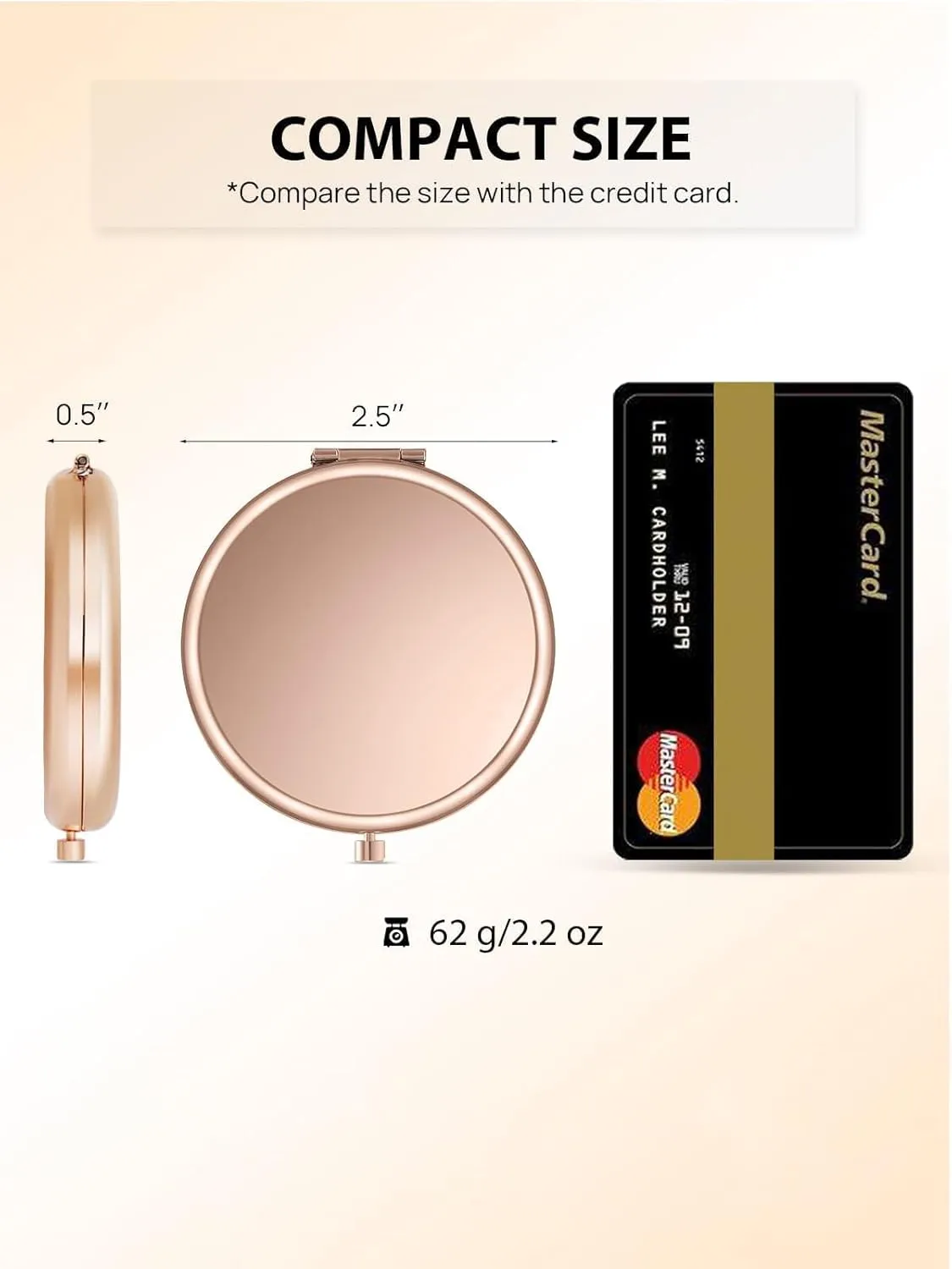Compact Mirror Bulk, Pack of 12 Double-Sided 1X/2X Magnifying Metal Makeup Mirrors(Round, Rose Gold)