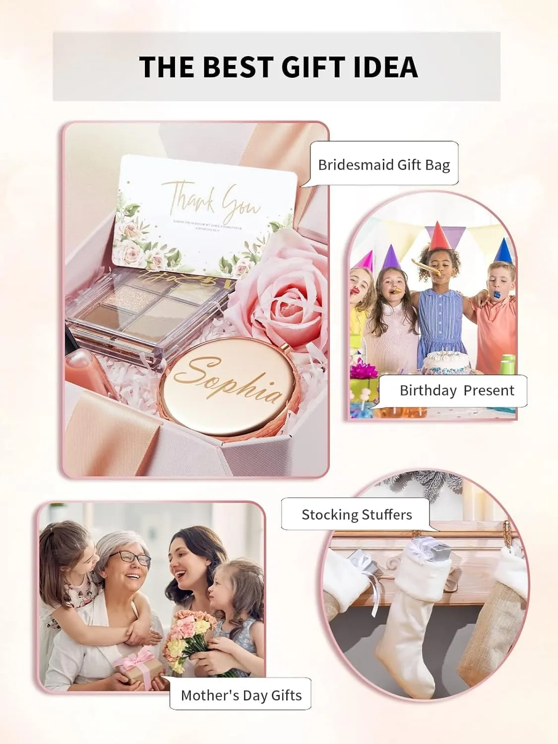 Compact Mirror Bulk, Pack of 12 Double-Sided 1X/2X Magnifying Metal Makeup Mirrors(Round, Rose Gold)