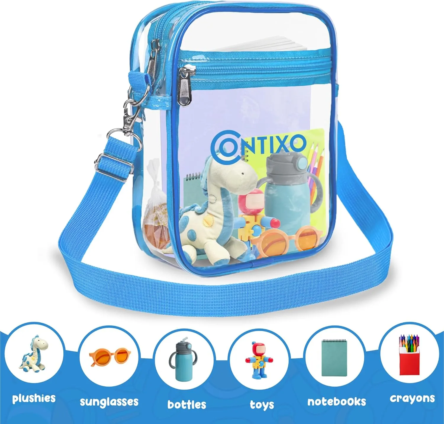 Contixo Clear Bag Stadium Approved - Clear Purses for Kids, Stadium Crossbody Messenger Bag for Concerts Sporting Events