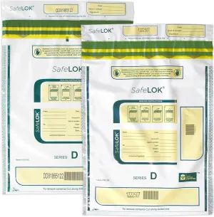ControlTek SafeLok 12" x 16", Clear, 100 Bags, Tamper-Evident Deposit Bags for Cash Handling & Valuables, Moisture, Heat and Cold Sensitive Ink, Tear-off receipt   Large Barcodes 585093