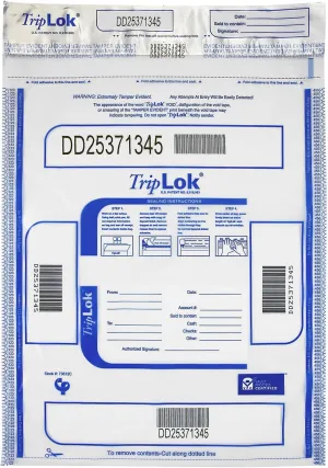 ControlTek TripLok 12" x 16", Clear, 100 Bags, Tamper-Evident Deposit Bags for Cash Handling & Valuables, Moisture, Heat and Cold Sensitive Ink, Tear-off receipt   Large Barcodes 585040