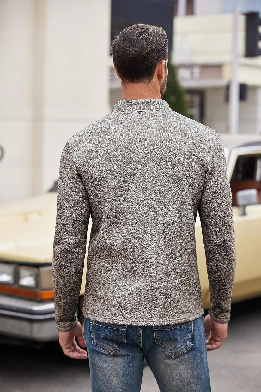 COOFANDY Men's Casual Henley Pullover Sweatshirt Thermal Fleece Slim Fit Sweater