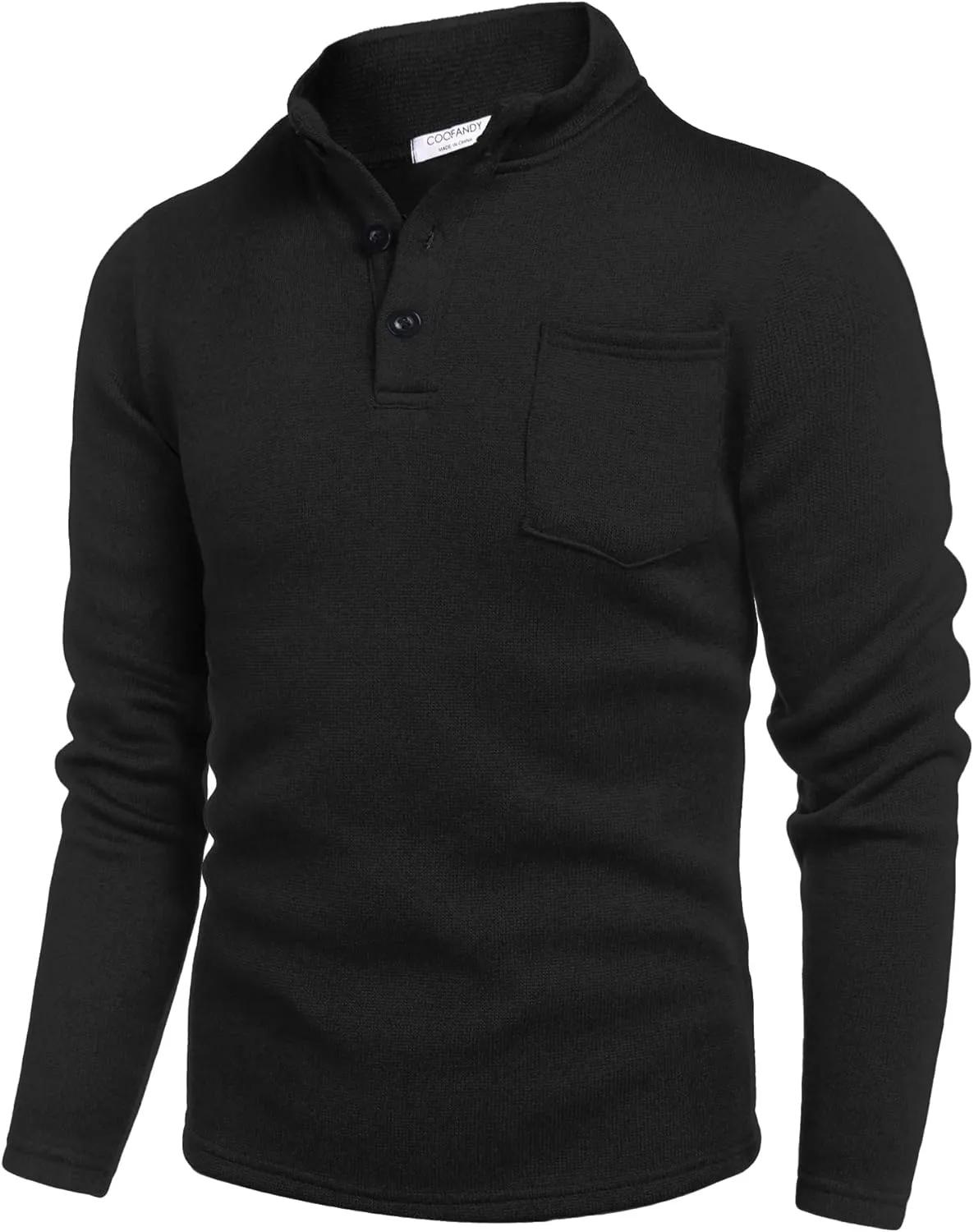 COOFANDY Men's Casual Henley Pullover Sweatshirt Thermal Fleece Slim Fit Sweater
