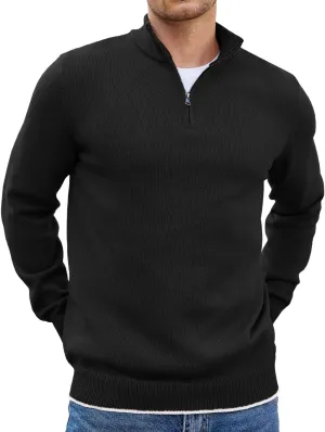 COOFANDY Men's Quarter Zip Up Pullover Slim Fit Lightweight Mock Neck Long Sleeve Sweaters