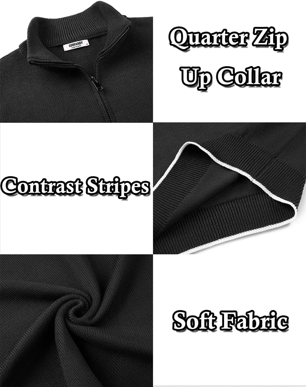COOFANDY Men's Quarter Zip Up Pullover Slim Fit Lightweight Mock Neck Long Sleeve Sweaters