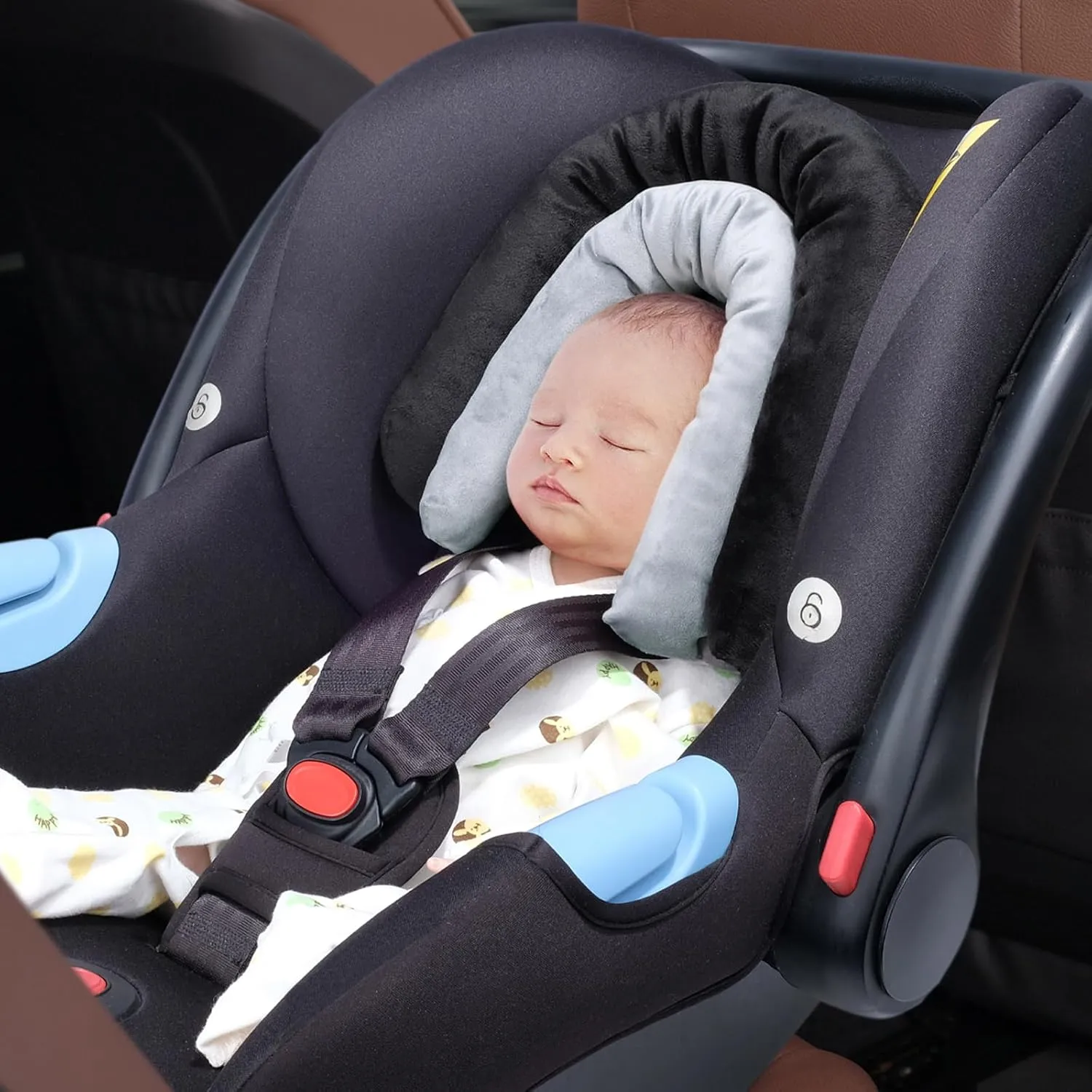 COOLBEBE New 2-in-1 Babybody Supports for Baby Newborn Infants - Extra Soft Stroller Cushion Pads Car Seat Insert, Seasons, Black